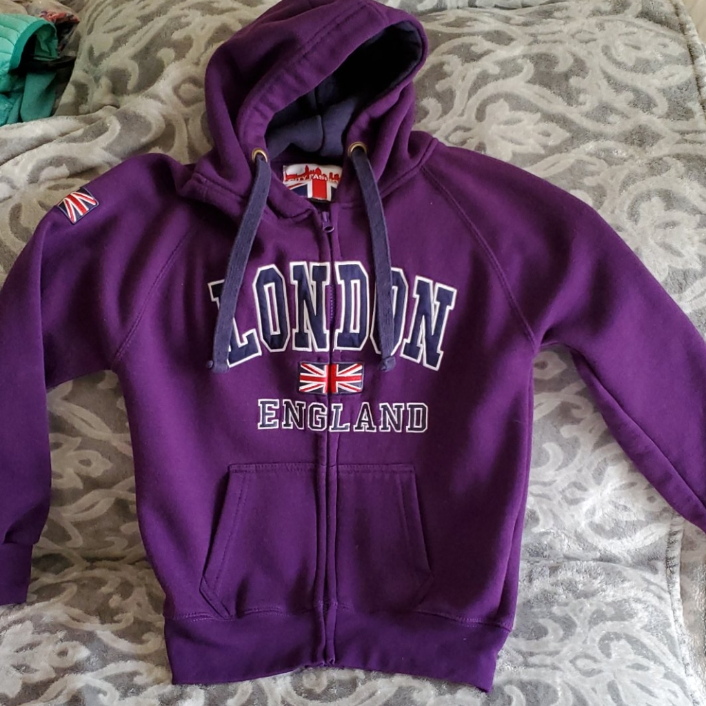 Long Sleeve Hoodie Girl 8-10 Years Purple London